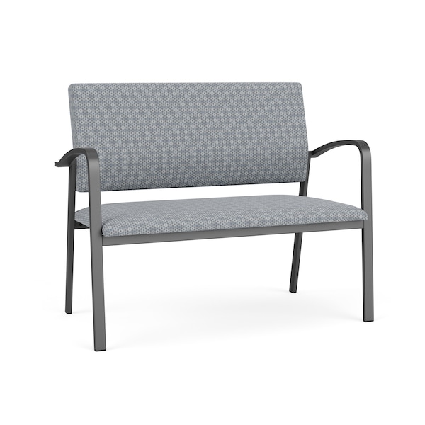 Lesro Newport 2 Seat Tandem Seating Metal Frame No Center Arms, Charcoal, RS Fog Upholstery NP1501 - main